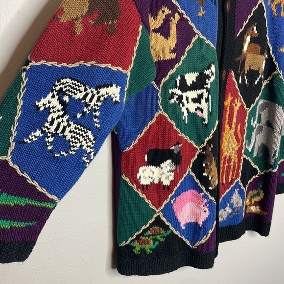 Vintage Granny Design Options AOP Noah’s Ark Sweater Wool Blend Size Large - Picture 2 of 7